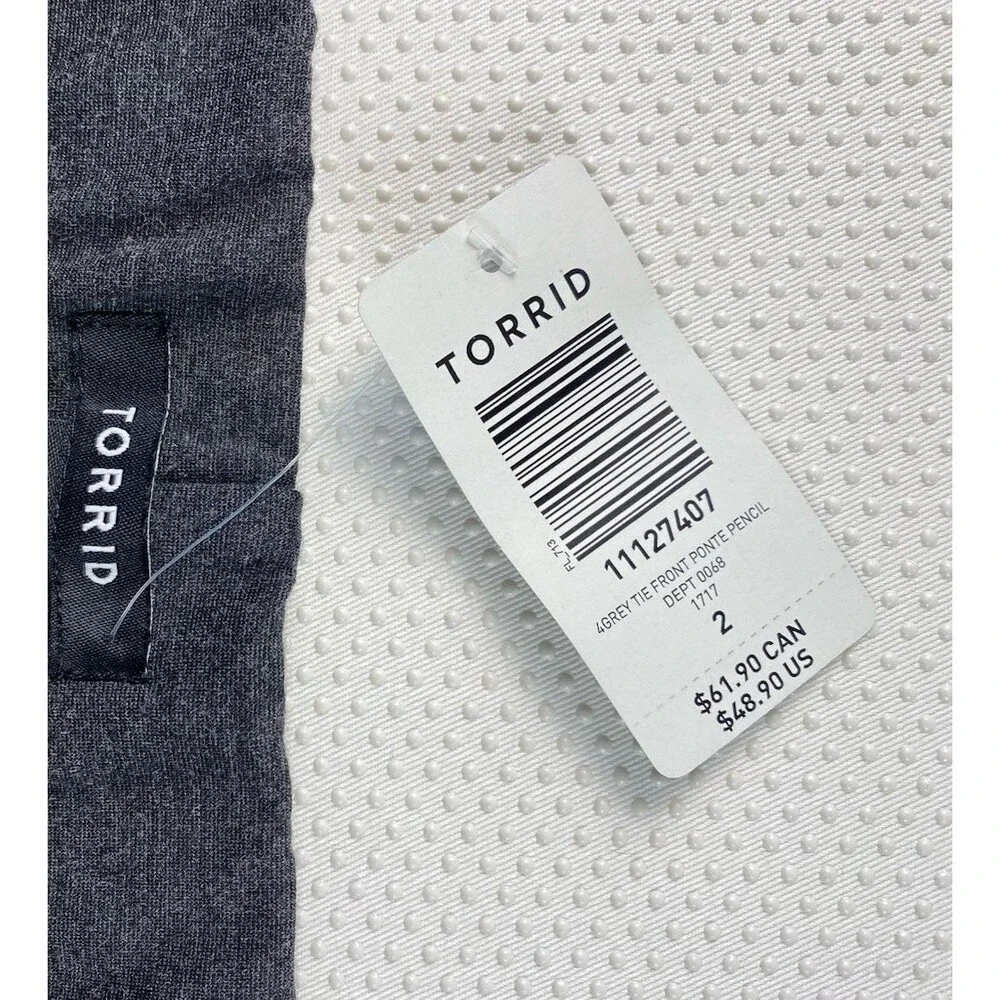 Torrid Skirt Charcoal Gray Tie Front Ponte Pencil Wrap Plus Size 2 / 2X NWT - Picture 5 of 8